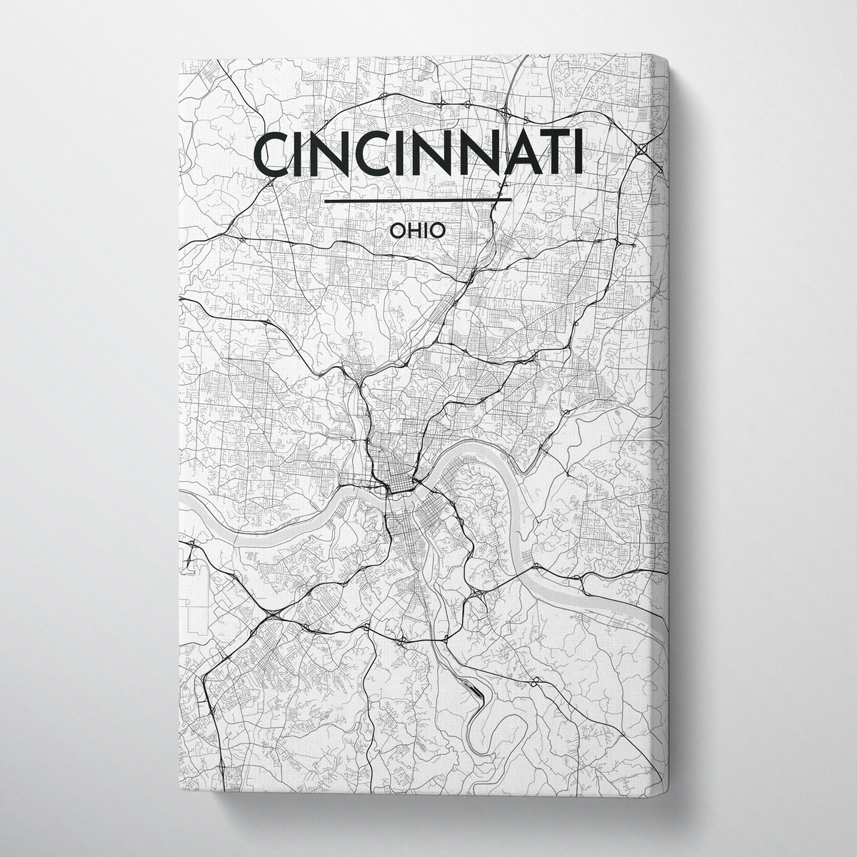 Cincinnati Map Canvas Wrap - Point Two Design