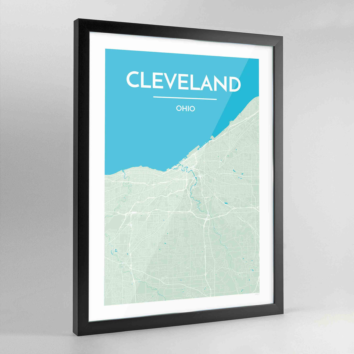 Framed Cleveland Map Art Print - Point Two Design