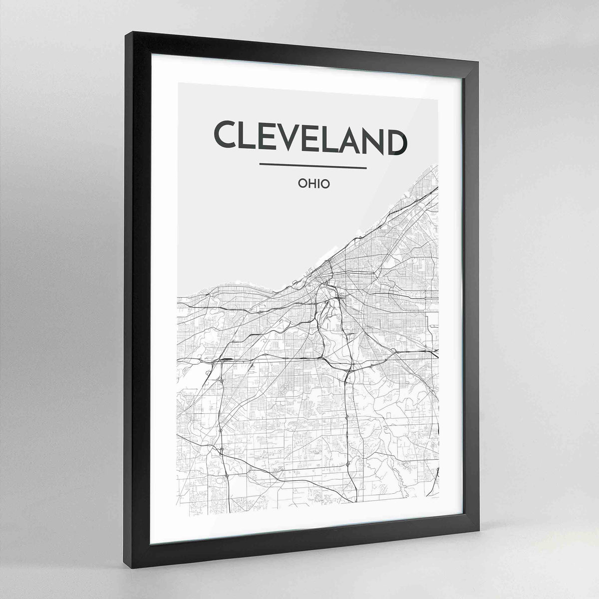 Cleveland Map Art Print - Framed