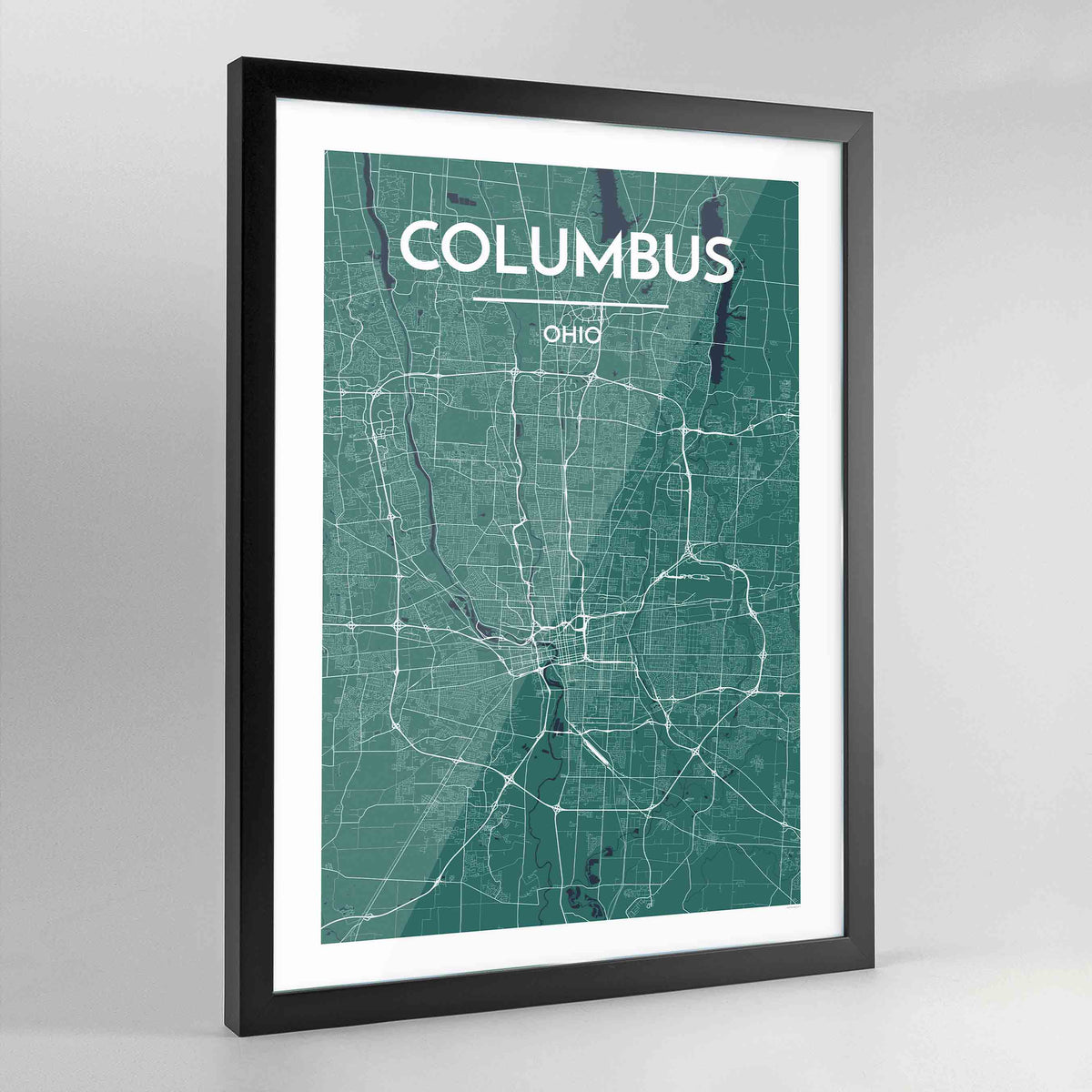 Framed Columbus Map Art Print - Point Two Design