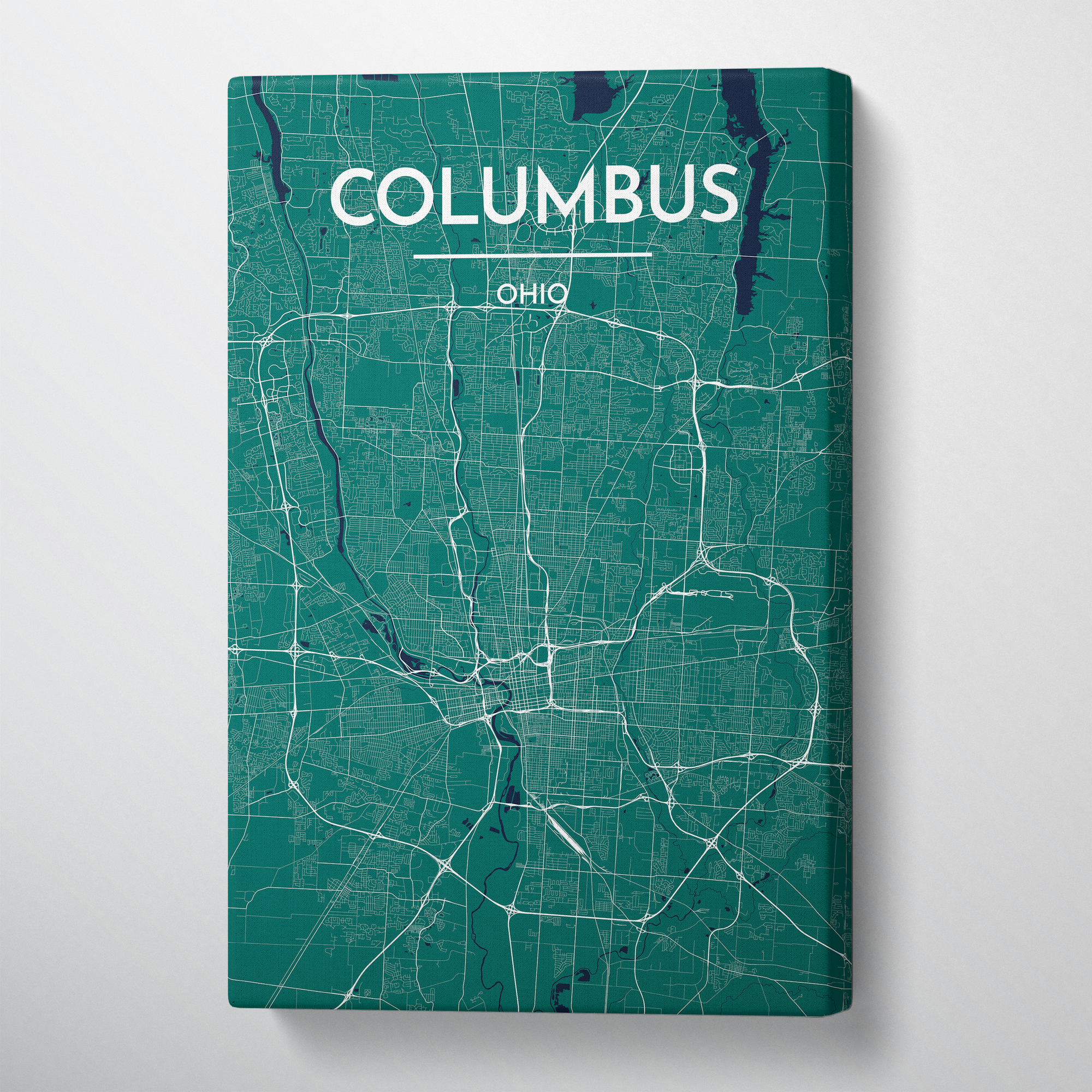 Columbus Map Canvas Wrap - Point Two Design
