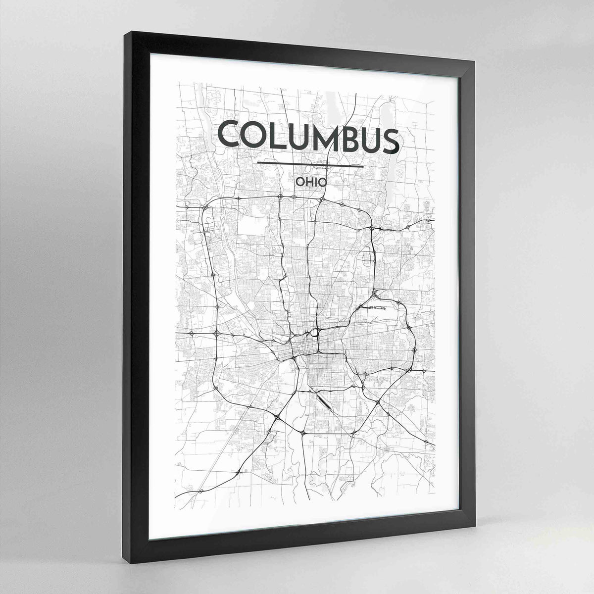 Columbus Map Art Print - Framed