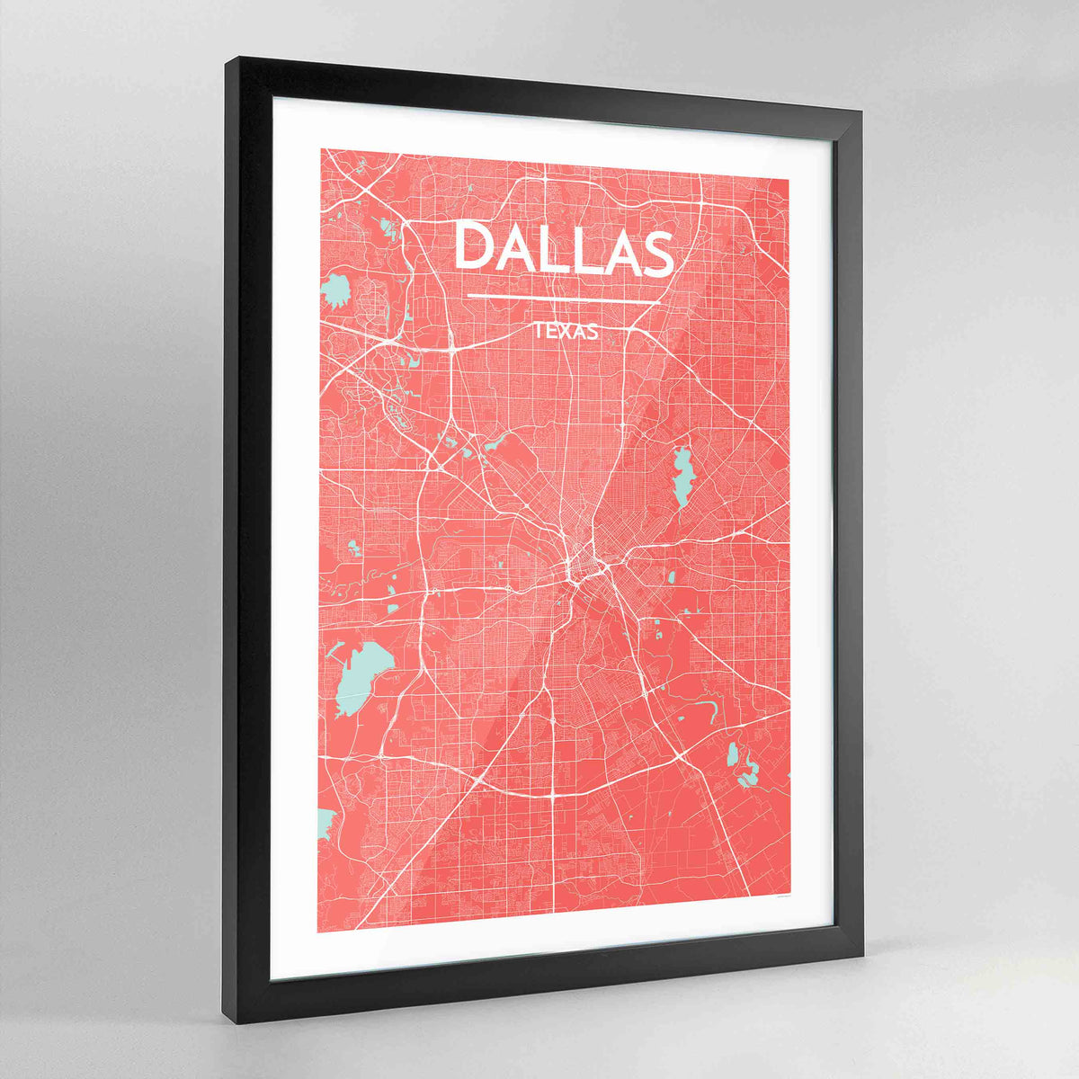 Framed Dallas Map Art Print - Point Two Design