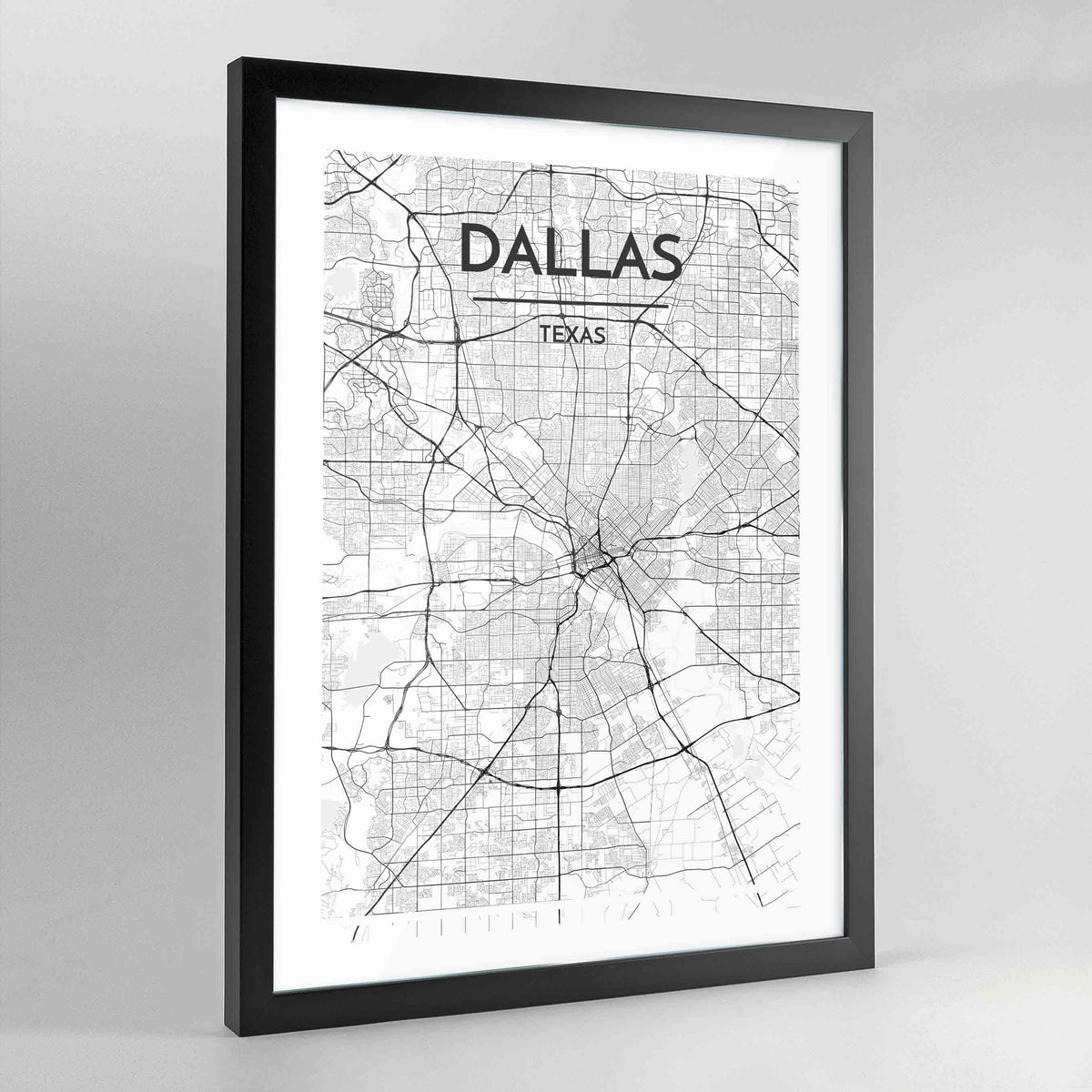 Dallas Map Art Print - Framed