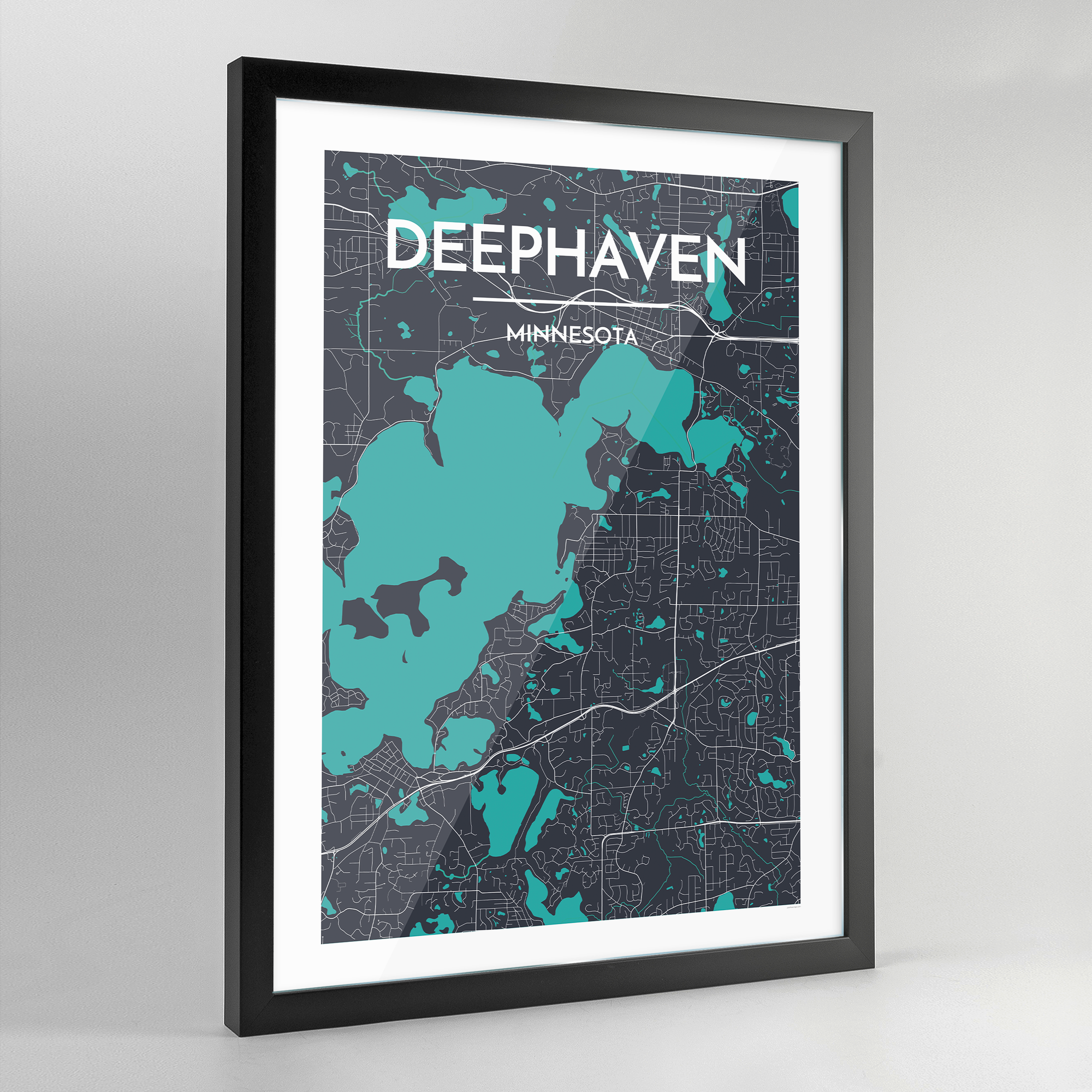 Framed Deephaven Map Art Print - Point Two Design