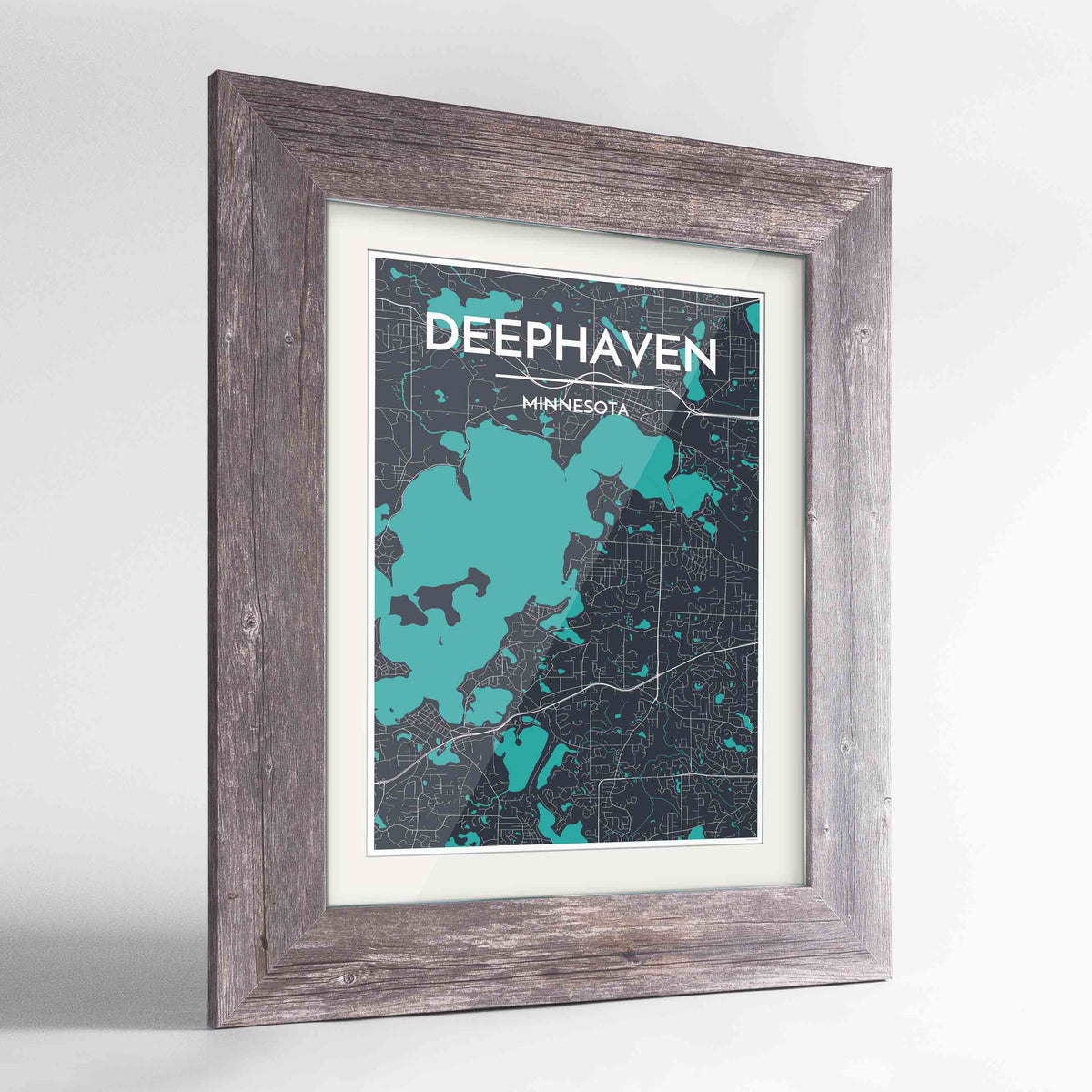 Framed Deephaven Map Art Print 24x36&quot; Western Grey frame Point Two Design Group