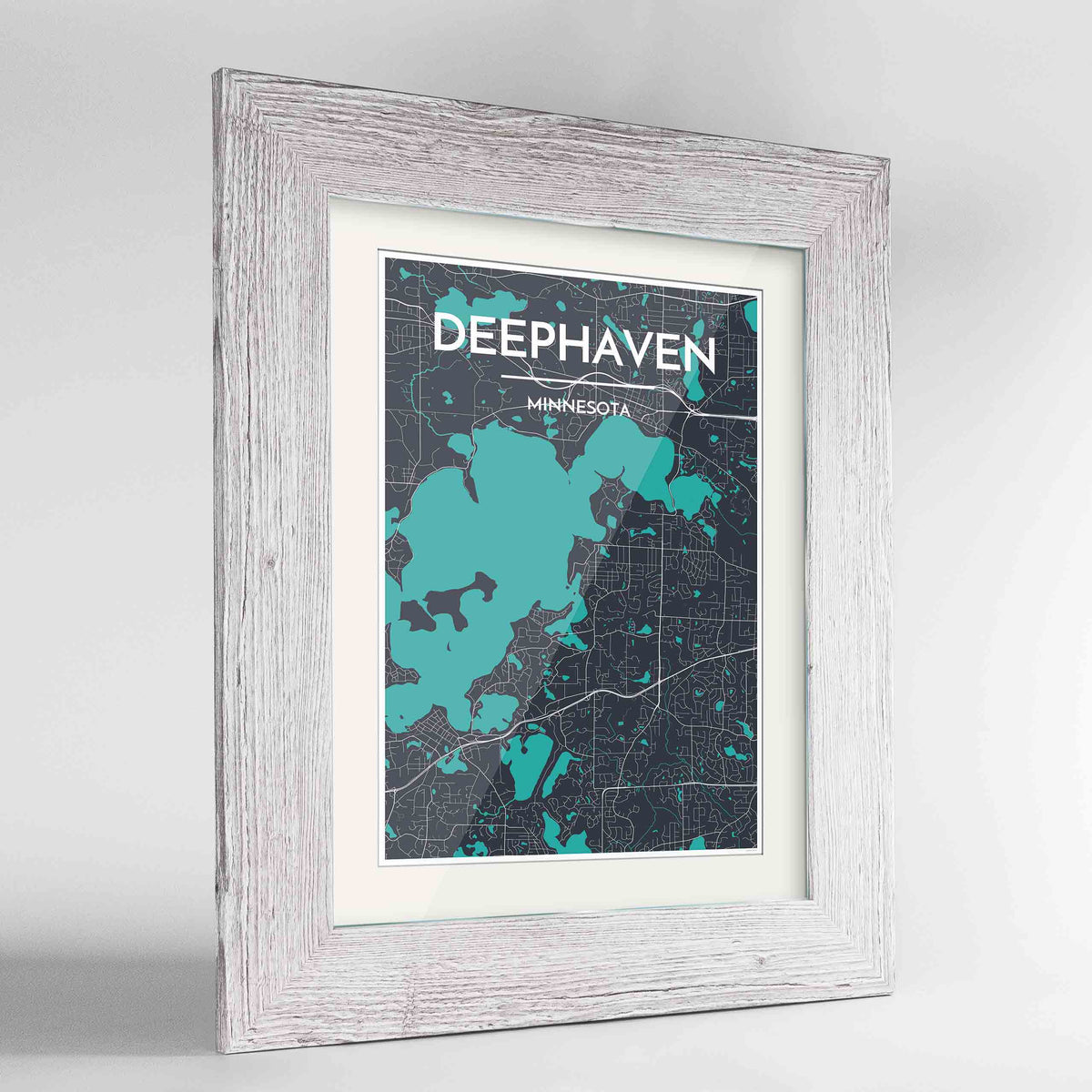 Framed Deephaven Map Art Print 24x36&quot; Western White frame Point Two Design Group