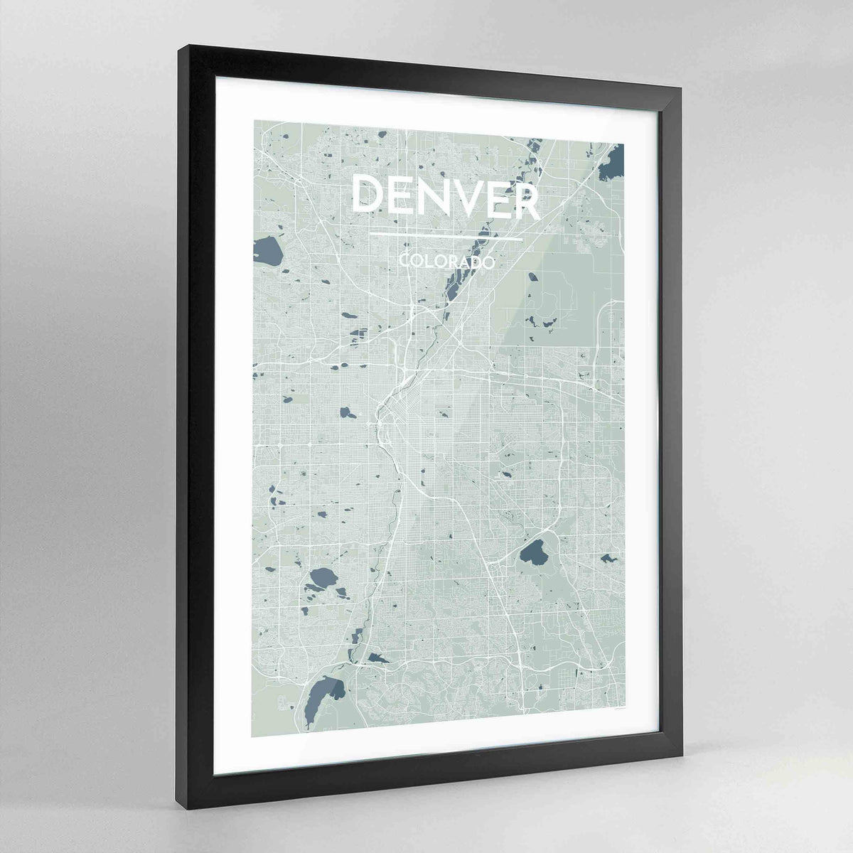 Denver Map Art Print - Framed