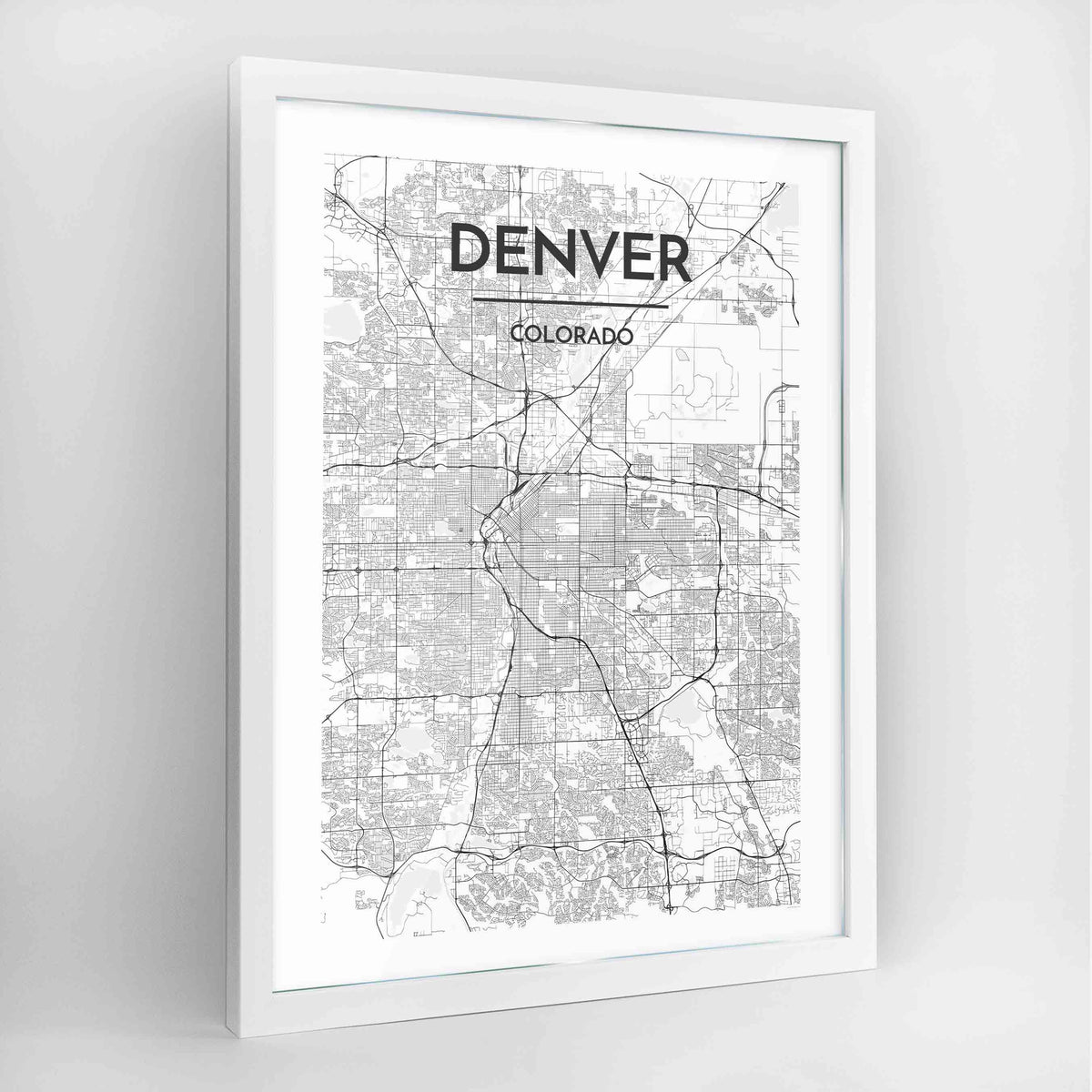 Denver Map Art Print - Framed