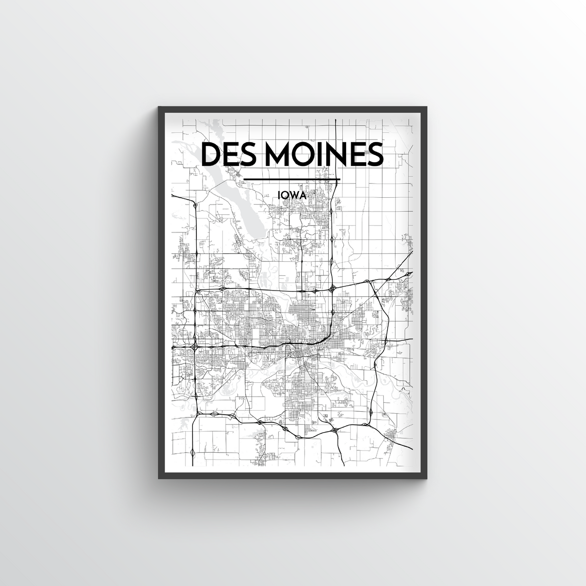 Des Moines Map Art Print - Point Two Design