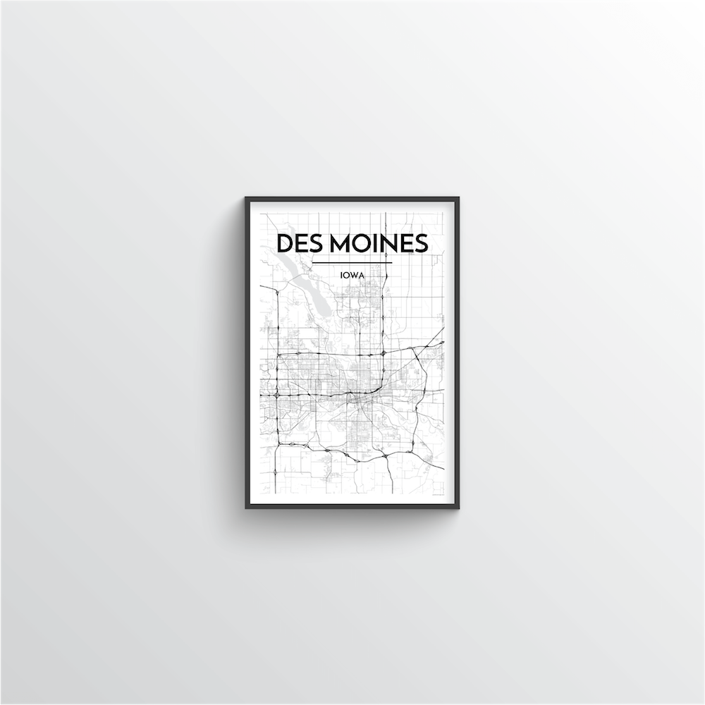 Des Moines Map Art Print - Point Two Design