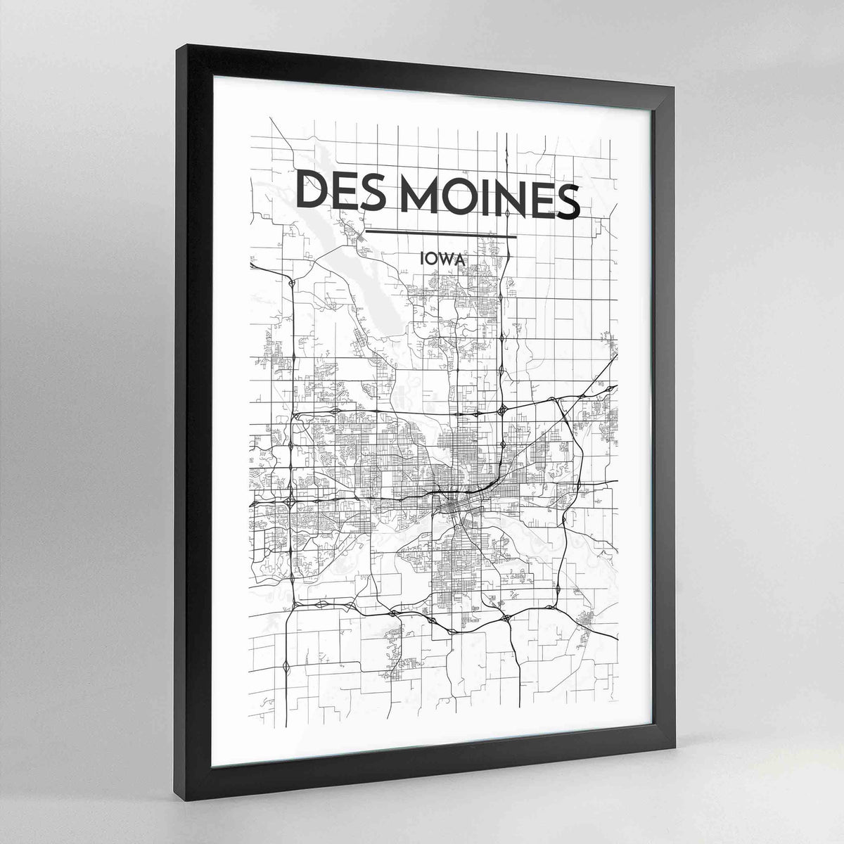 Des Moines Map Art Print - Framed