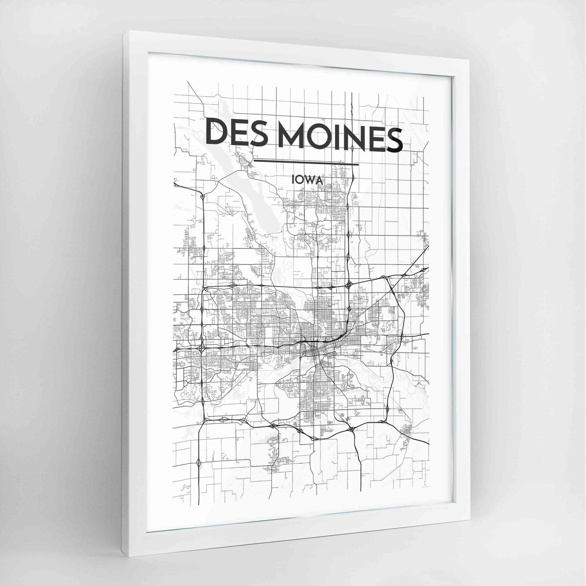 Des Moines Map Art Print - Framed
