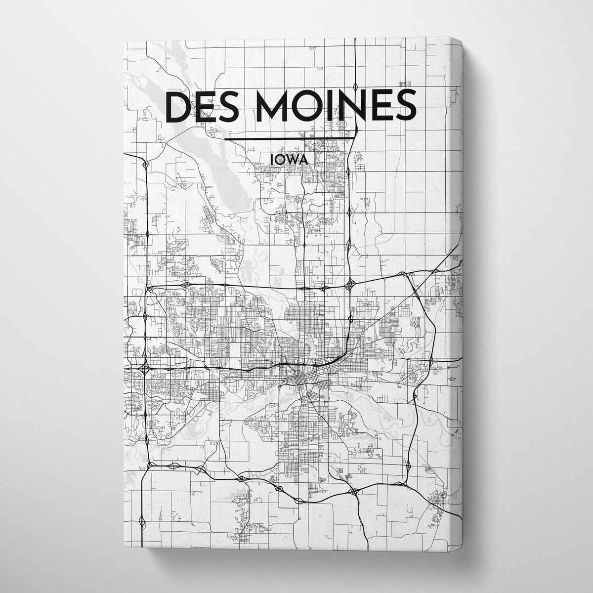 Des Moines Map Canvas Wrap - Point Two Design