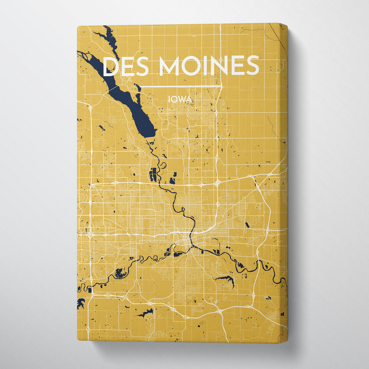 Des Moines Map Canvas Wrap - Point Two Design
