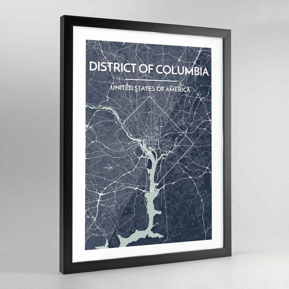 Framed District of Columbia Map Art Print - Point Two Design