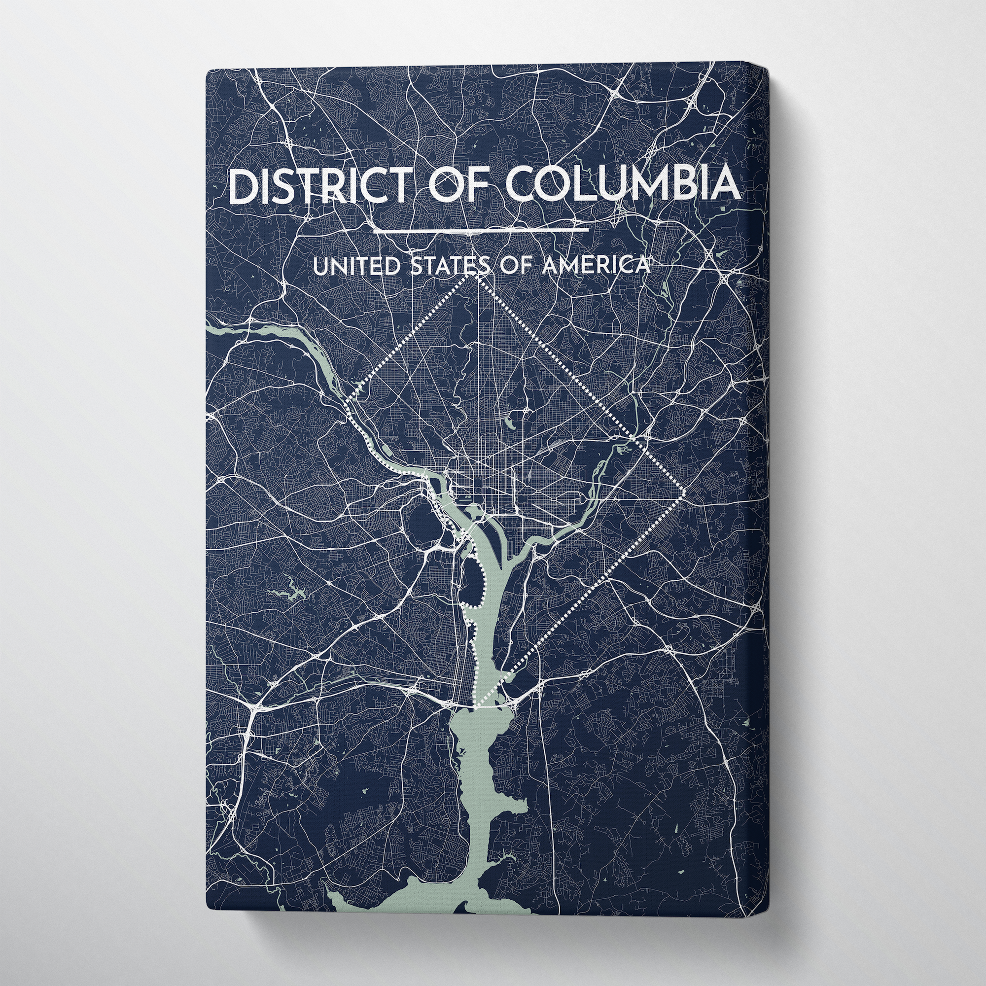 District of Columbia Map Canvas Wrap - Point Two Design