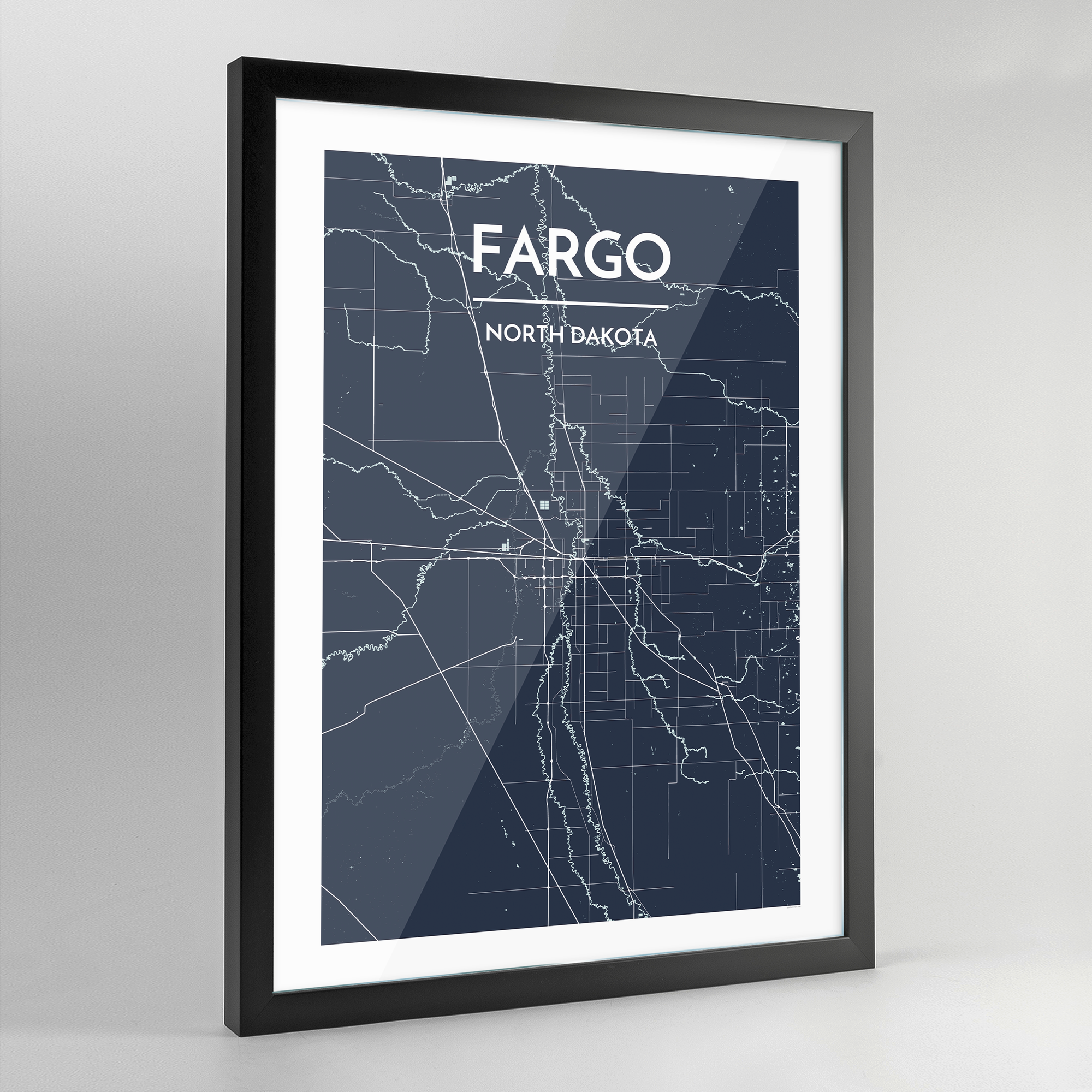 Framed Fargo Map Art Print - Point Two Design