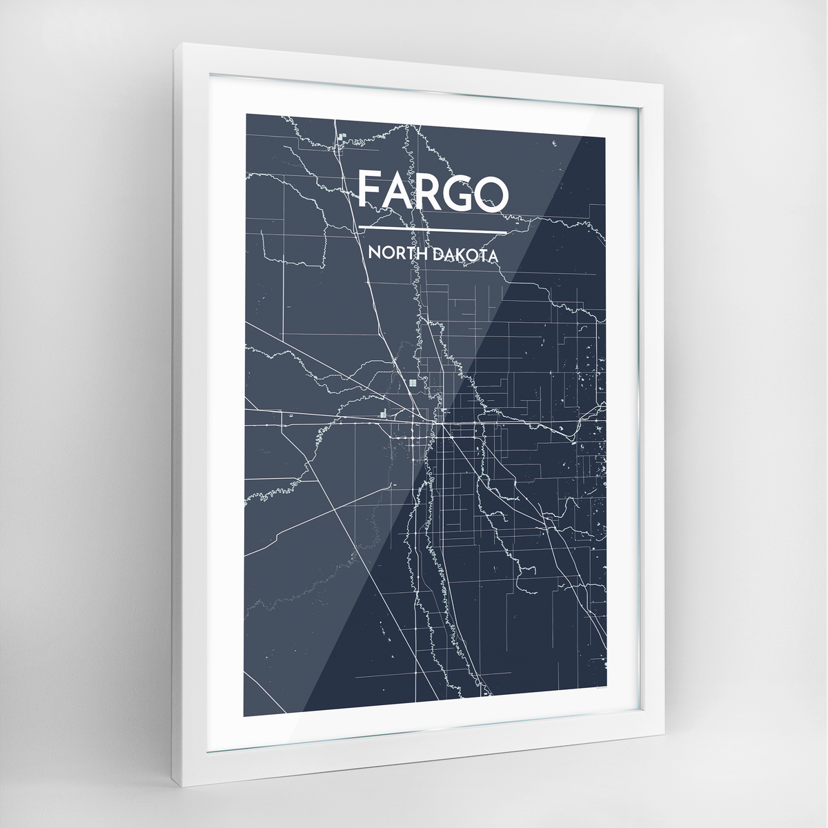 Fargo Map Art Print - Framed