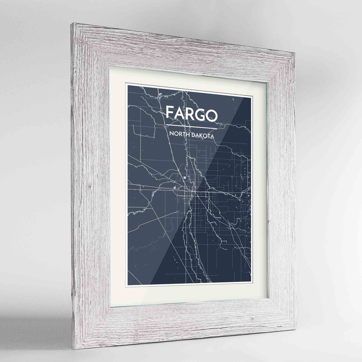 Framed Fargo Map Art Print 24x36&quot; Western White frame Point Two Design Group