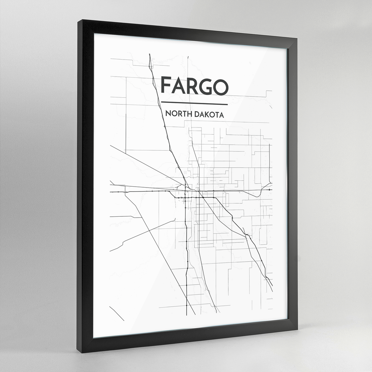 Fargo Map Art Print - Framed