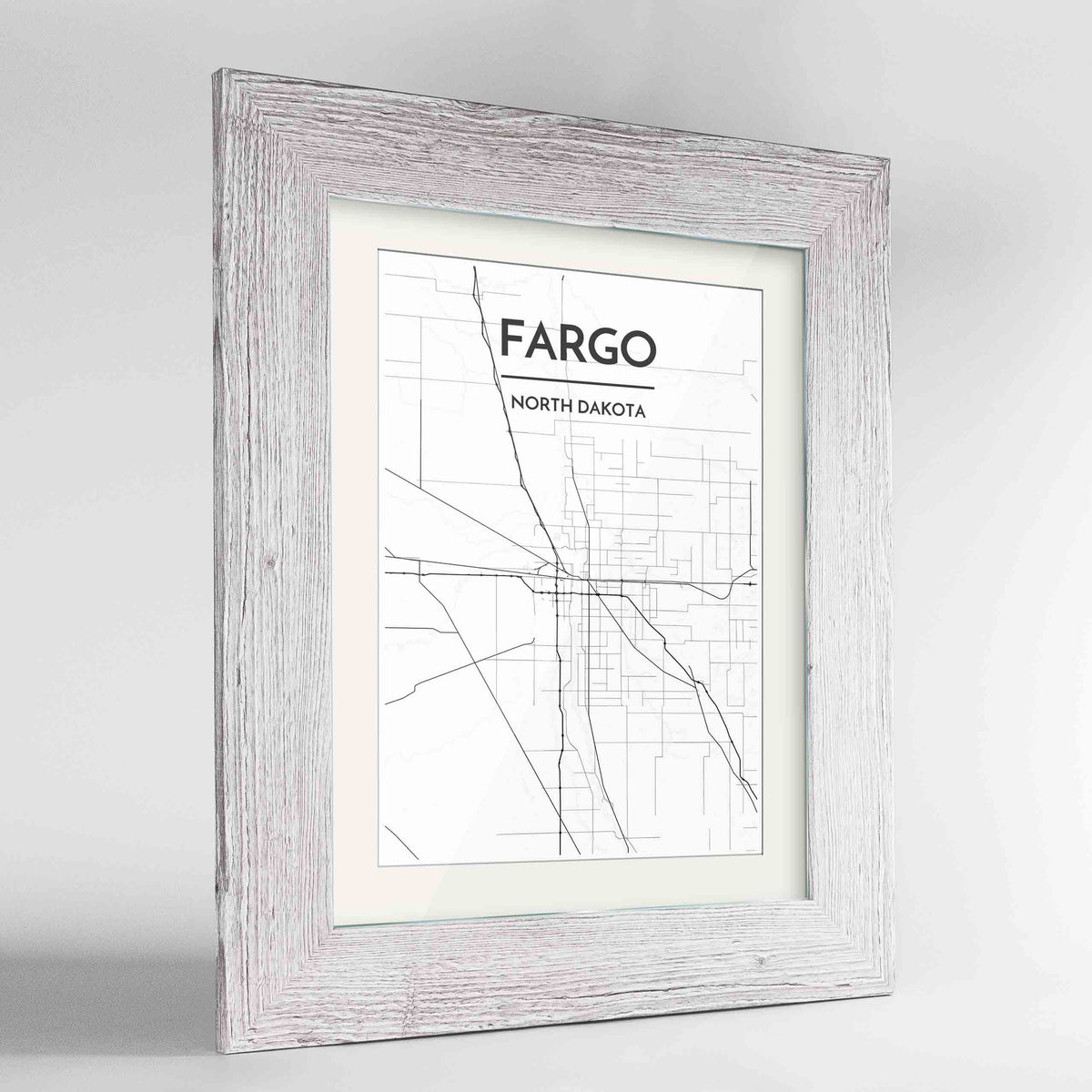 Framed Fargo Map Art Print 24x36&quot; Western White frame Point Two Design Group