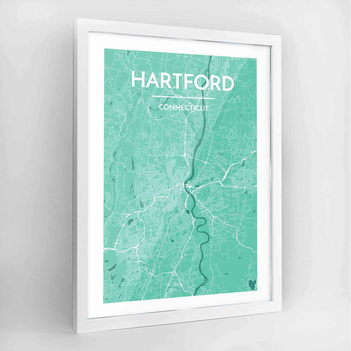 Hartford Map Art Print - Framed