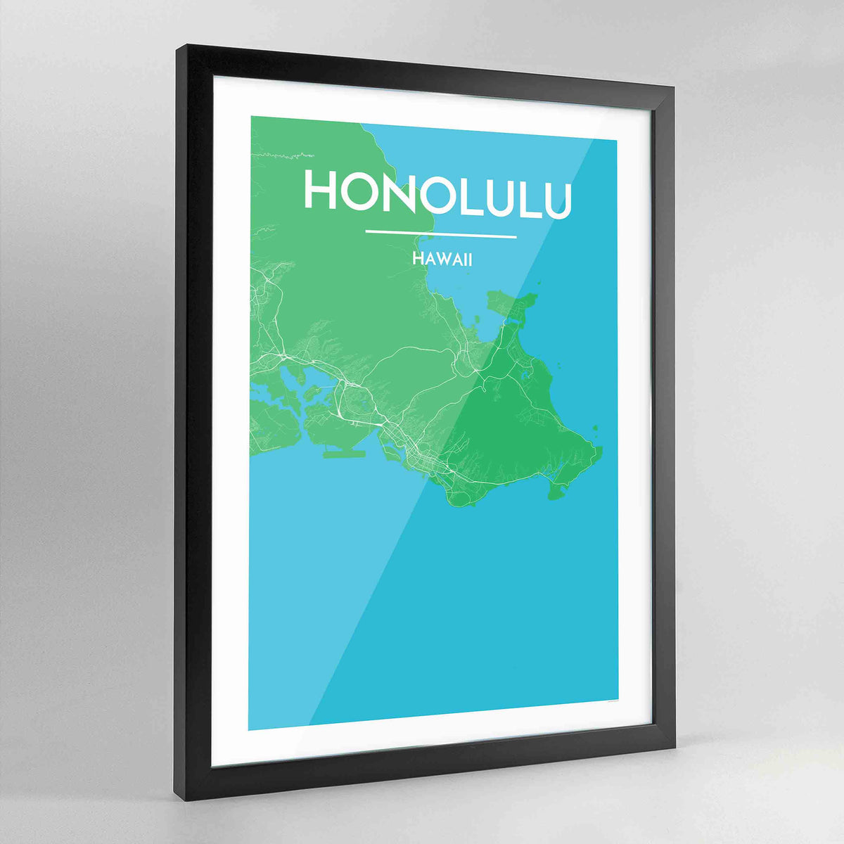 Framed Honolulu City Map Art Print - Point Two Design