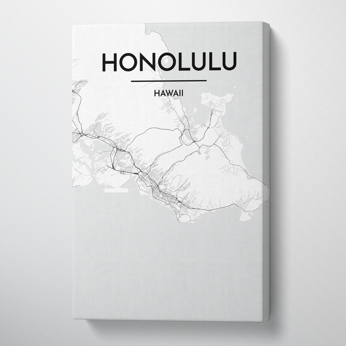 Honolulu Map Art - Canvas Wrap