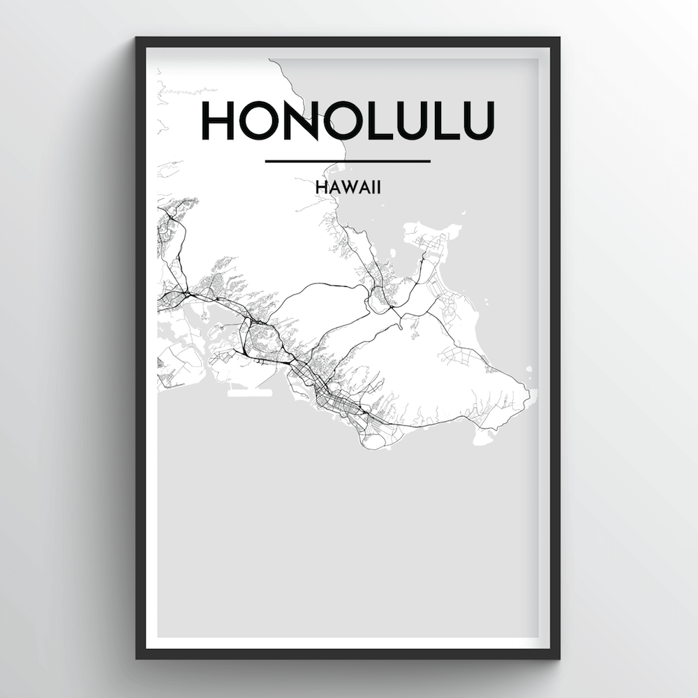 Honolulu Map Art Print - Point Two Design