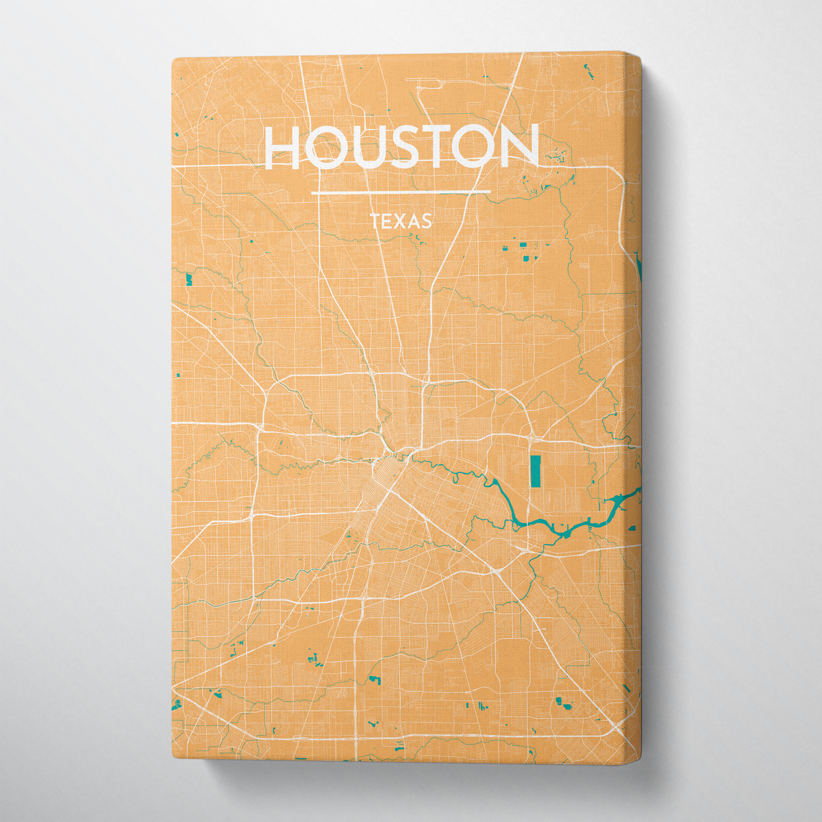 Houston City Map Canvas Wrap - Point Two Design