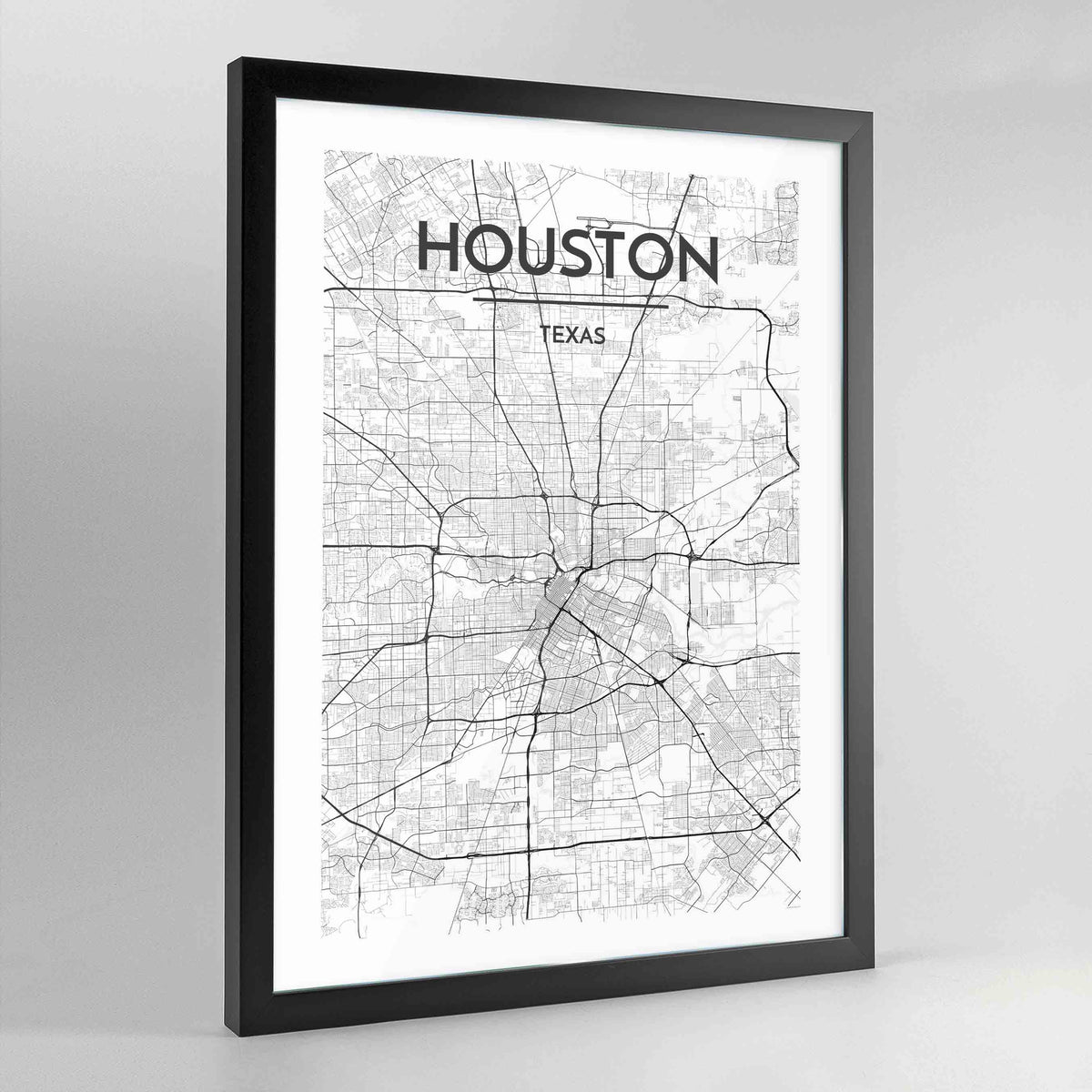 Houston Map Art Print - Framed