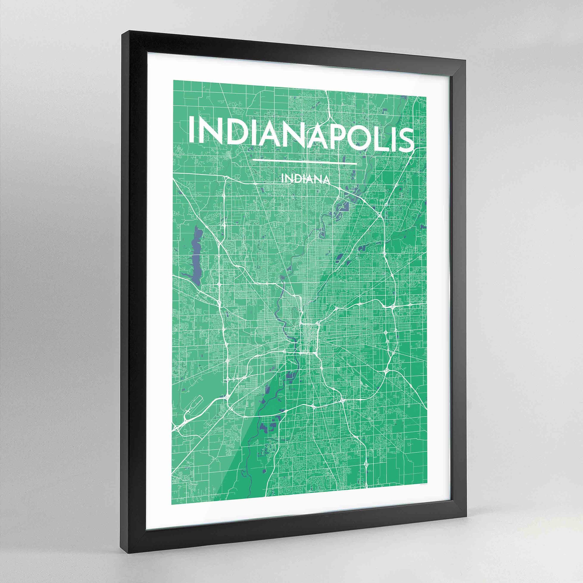 Framed Indianapolis City Map Art Print - Point Two Design