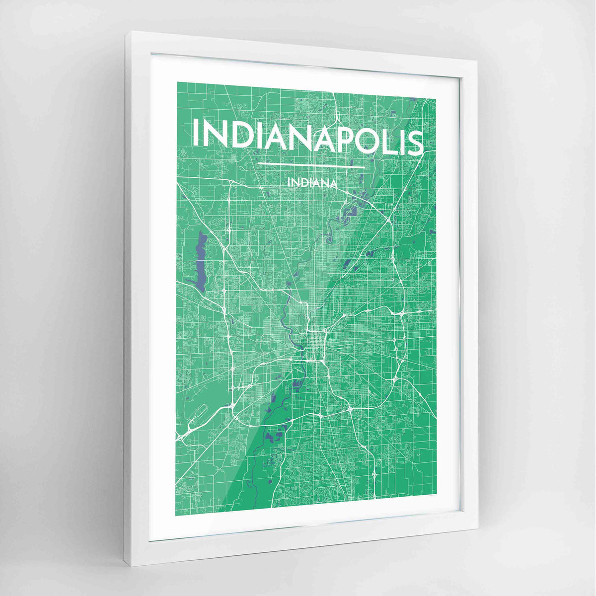 Indianapolis Map Art Print - Framed