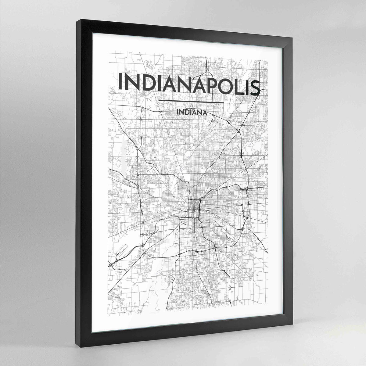 Indianapolis Map Art Print - Framed