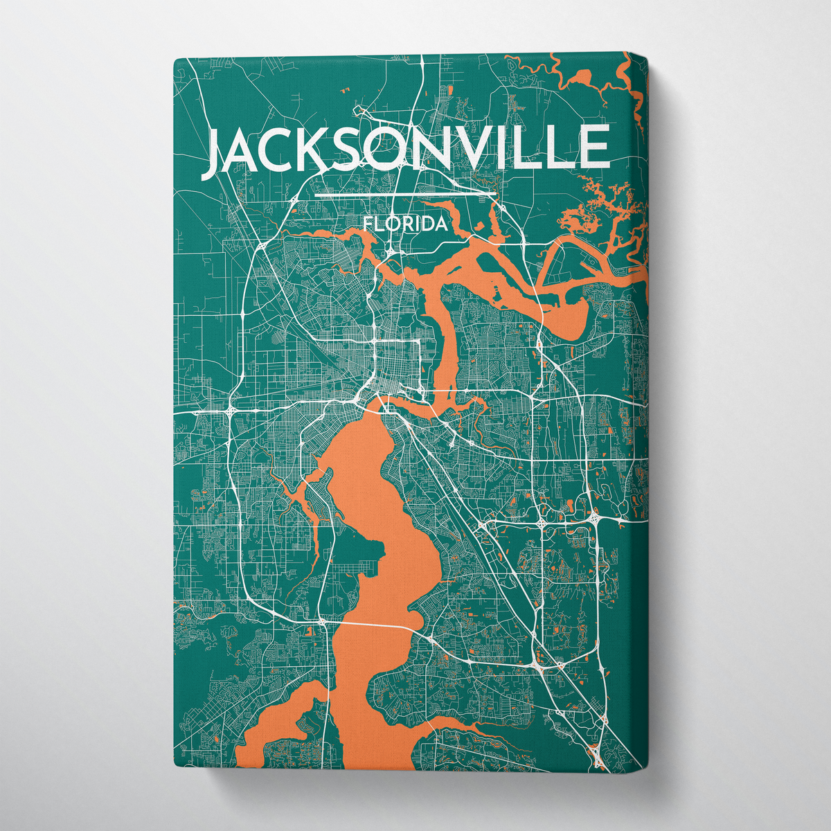 Jacksonville City Map Canvas Wrap - Point Two Design