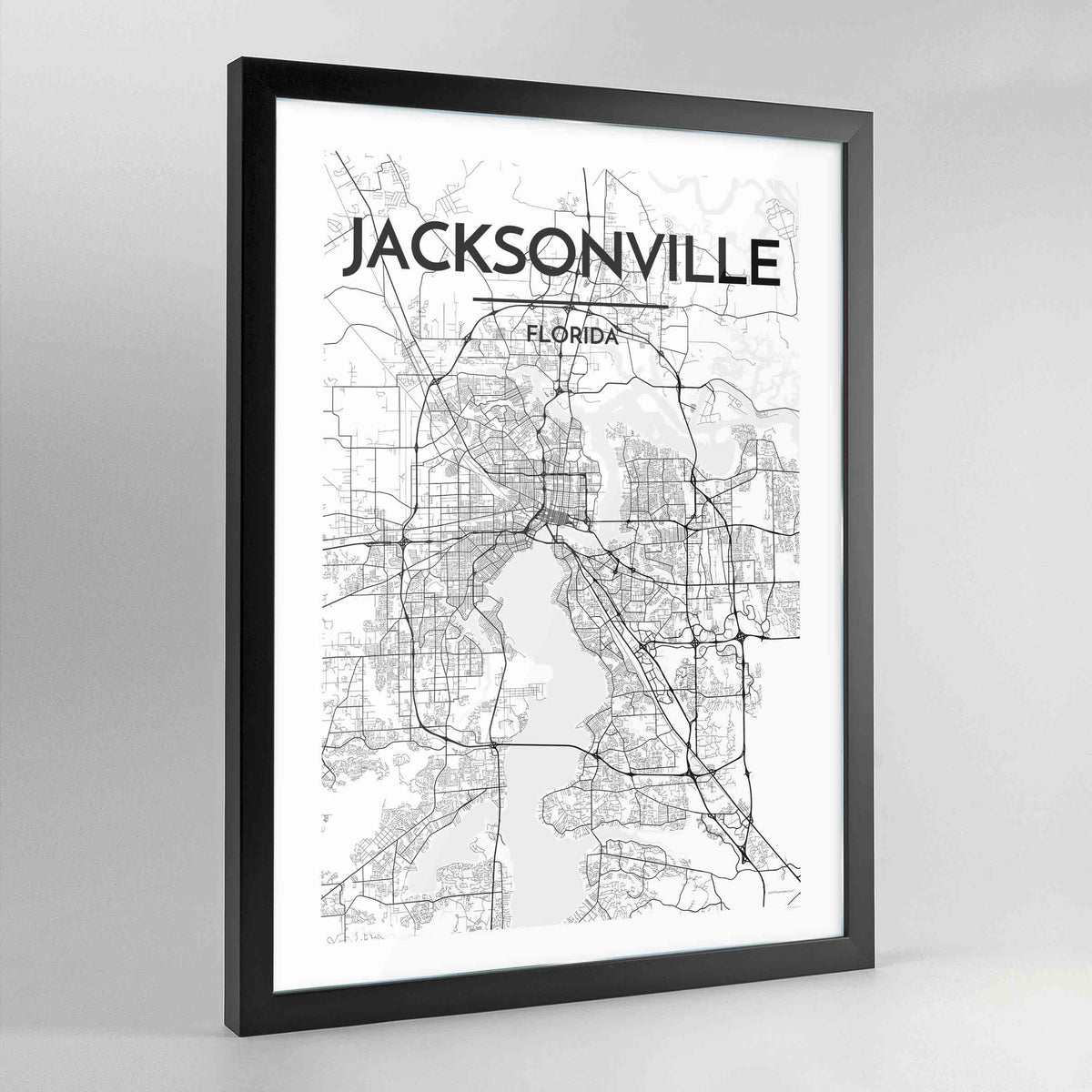 Jacksonville Map Art Print - Framed