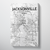 Jacksonville City Map Canvas Wrap - Point Two Design - Black & White Print