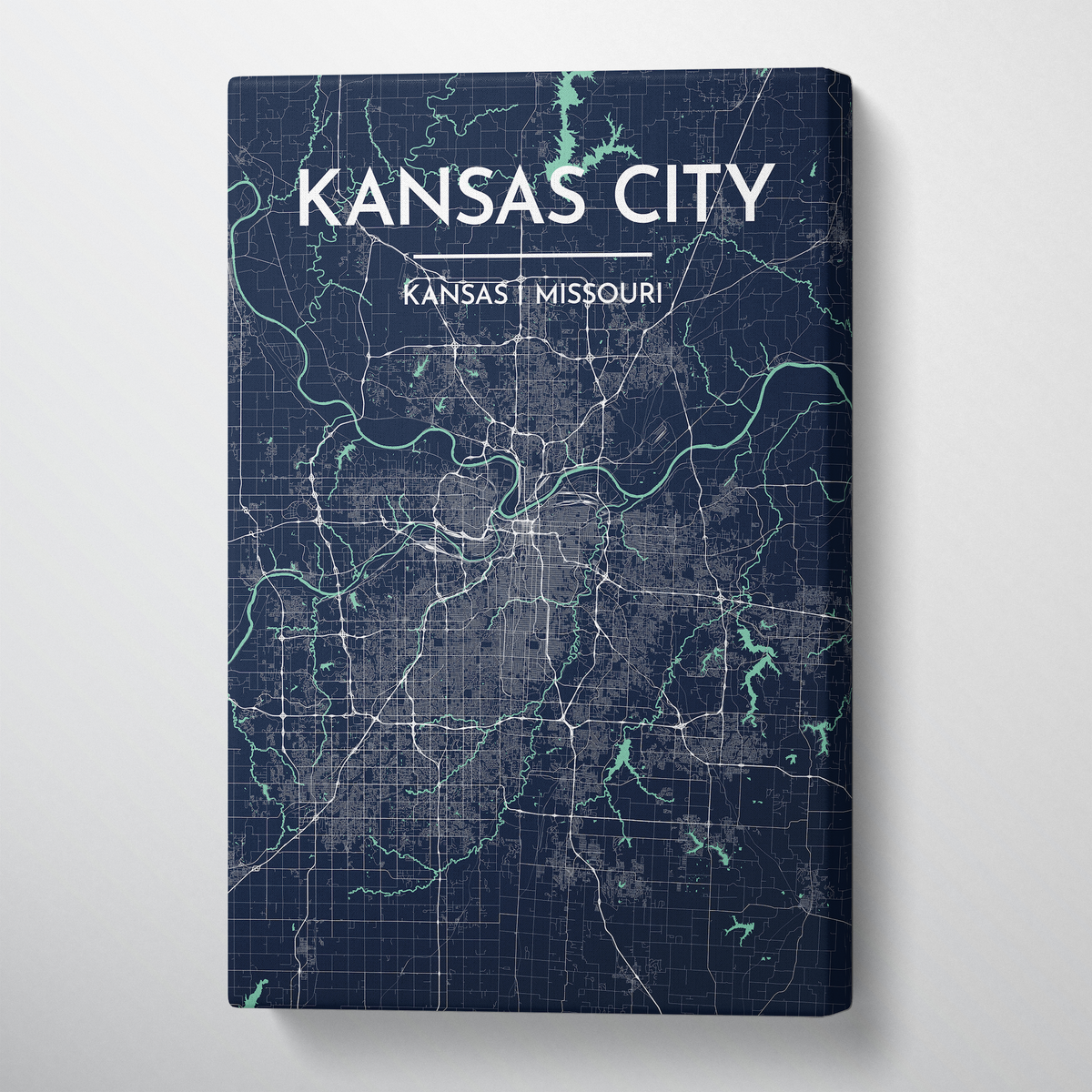 Kansas City Map Canvas Wrap - Point Two Design