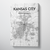 Kansas City Map Canvas Wrap - Point Two Design - Black & White Print