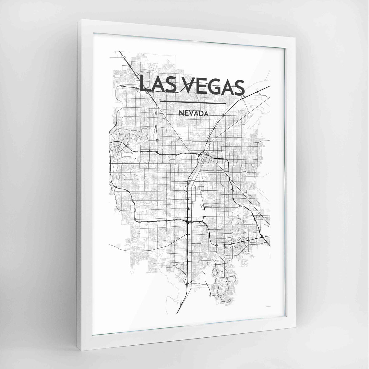 Las Vegas Map Art Print - Framed