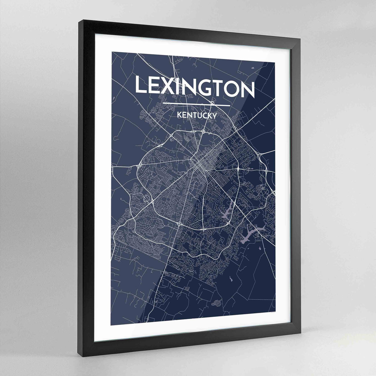 Framed Lexington City Map Art Print - Point Two Design