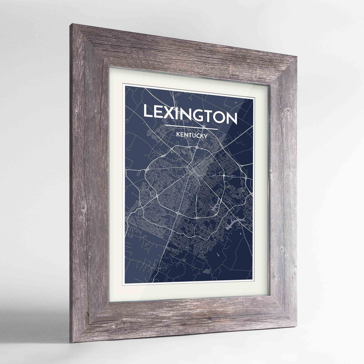 Framed Lexington Map Art Print 24x36&quot; Western Grey frame Point Two Design Group