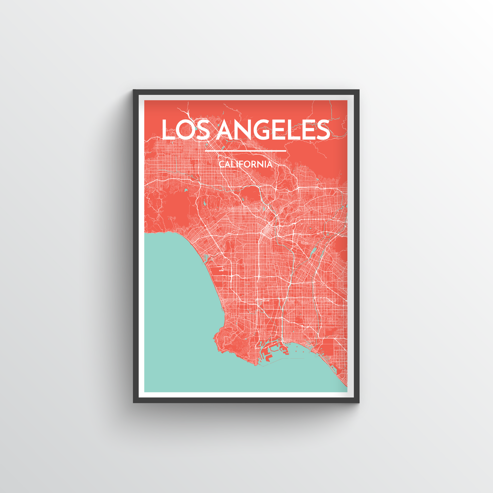 tienstencil Los Angeles Blueprint Street Map, Los Angeles Colour Map Prints Women's T-Shirt