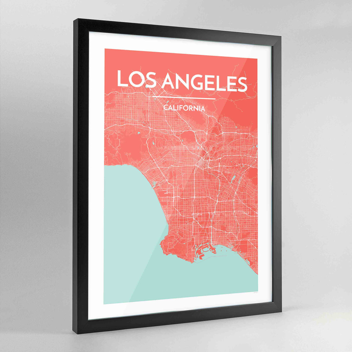 Framed Los Angeles City Map Art Print - Point Two Design