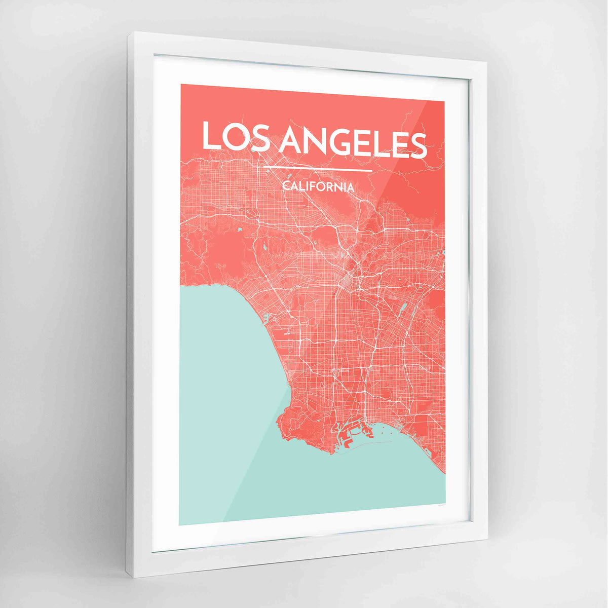 Los Angeles Map Art Print - Framed