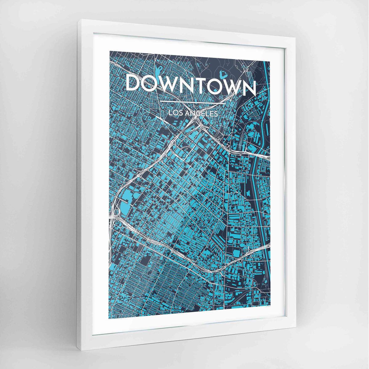 Los Angeles - Downtown Map Art Print - Framed