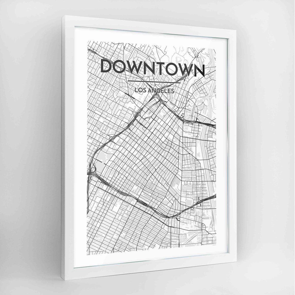 Los Angeles - Downtown Map Art Print - Framed