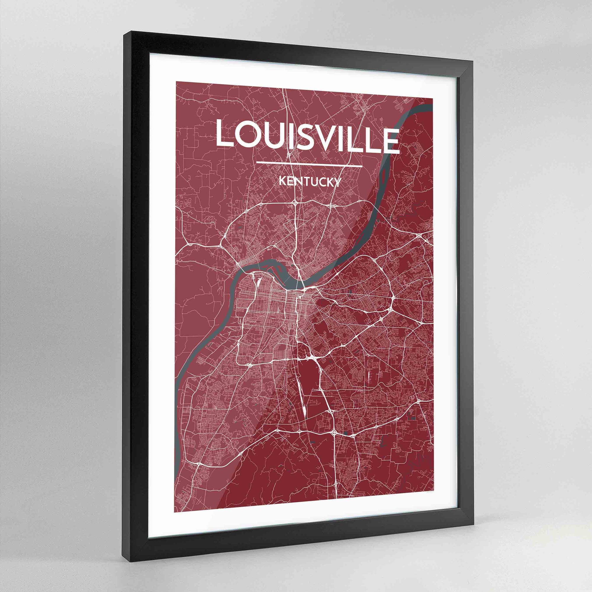 Framed Louisville City Map Art Print - Point Two Design