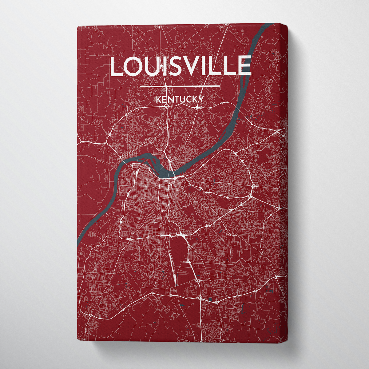 Louisville City Map Canvas Wrap - Point Two Design
